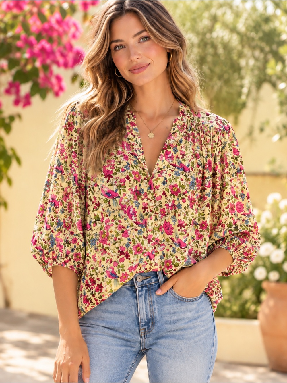 Anthropologie Pilcro Cotton Feminine Butter Yellow Blouse Sz M Cottagecore